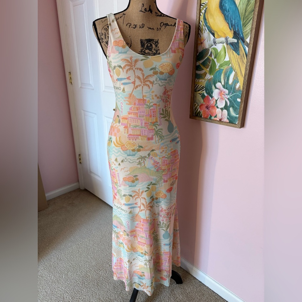 NWOT- See You Monday Pastel Tropical Print Maxi Dress